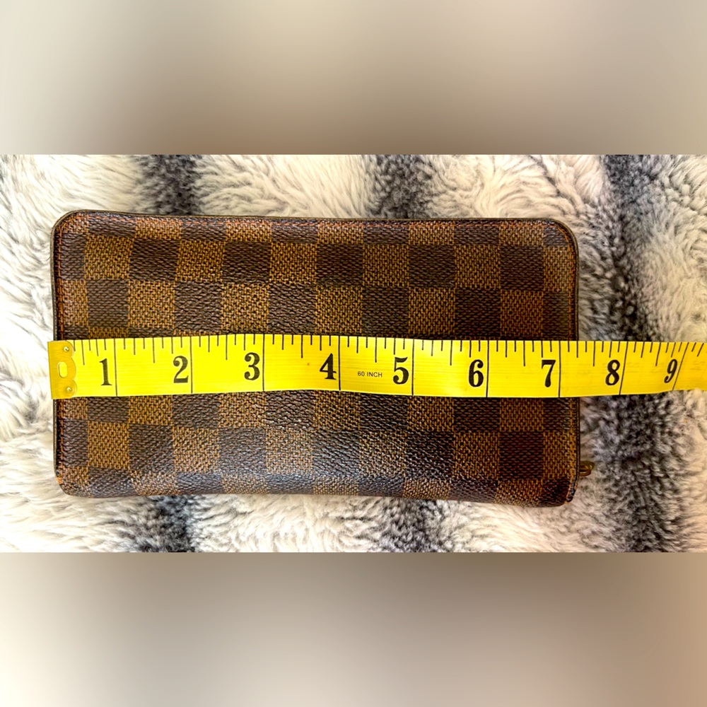 Authentic Louis Vuitton Damier Ebene Canvas Pre-Loved Vintage Zippy Wallet Brown - Picture 15 of 16